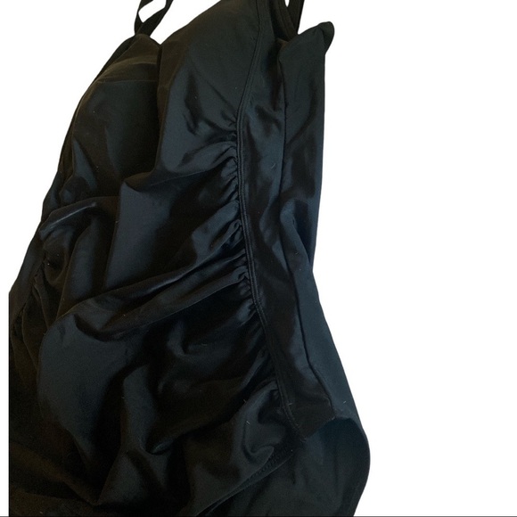 Slimming Dark Goth Black One Piece Tummy Control Swimwear Wide Straps Si… - Picture 6 of 10